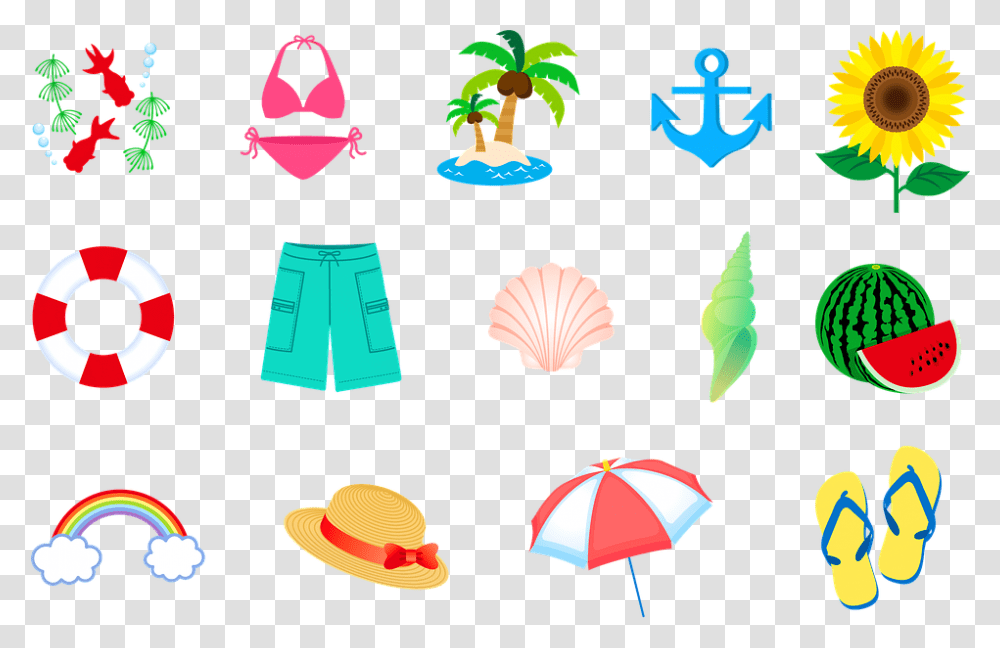 Summer Swimsuit Hat Island Rainbow Seashell, Sea Life, Animal Transparent Png
