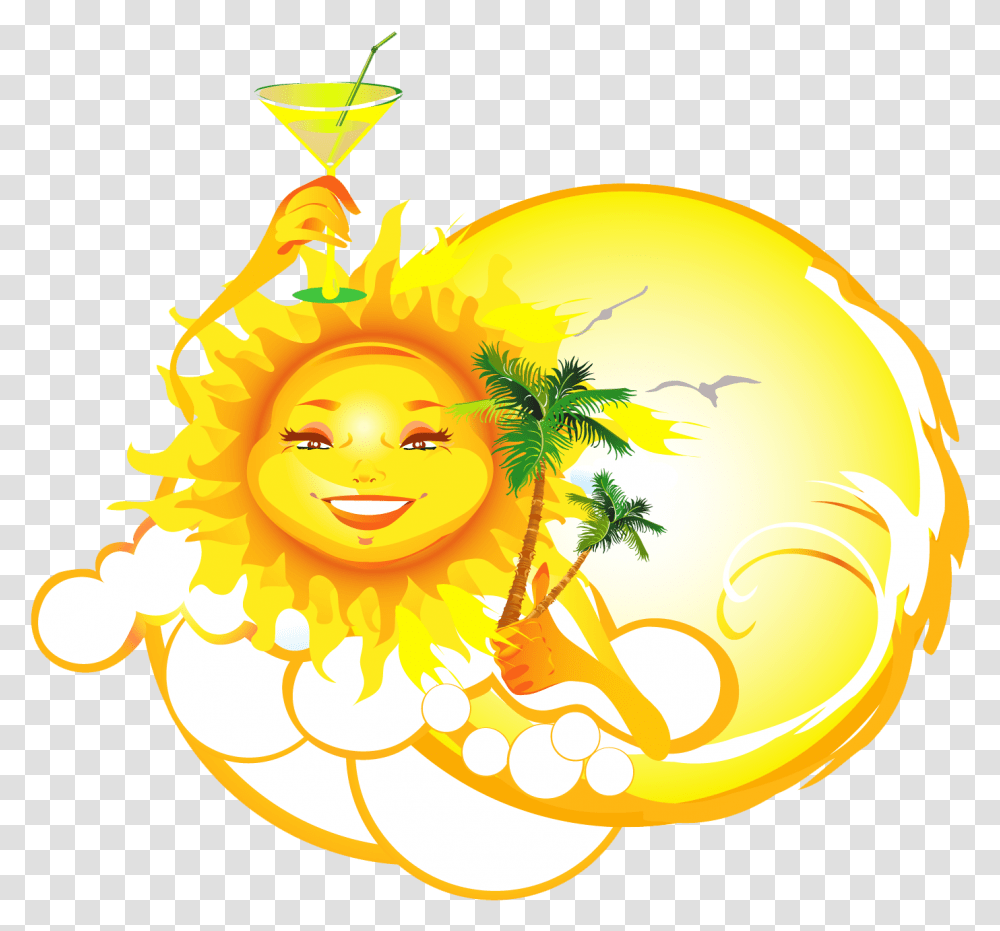 Summer Vacantion Sun Vector Clipart Cliparts Sommer, Cocktail, Alcohol, Beverage, Drink Transparent Png