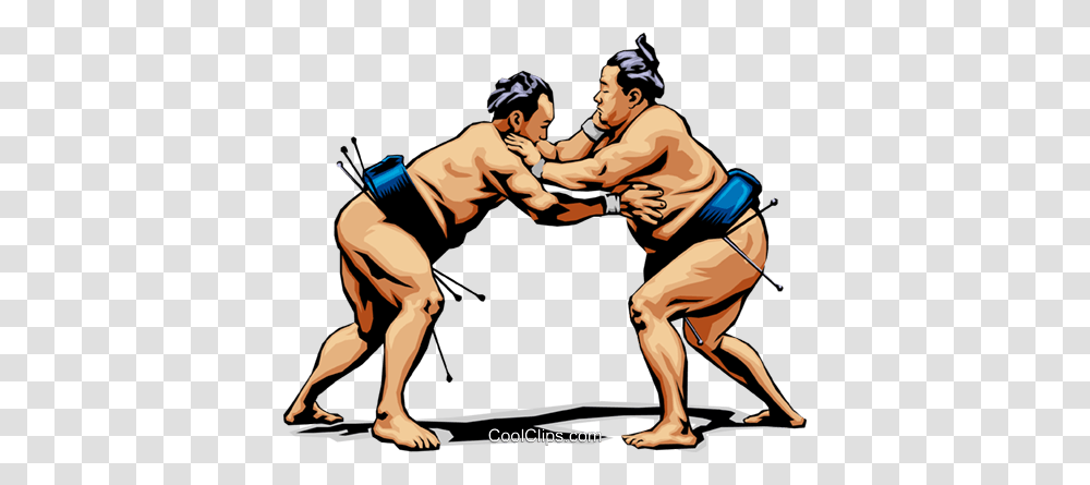 Sumo Wrestlers Royalty Free Vector Clip Art Illustration, Person, Human, Sport, Sports Transparent Png