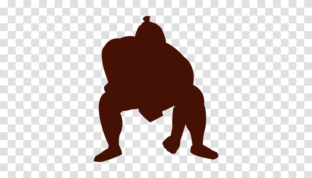 Sumo Wrestling Start Position, Person, Human, Silhouette, Kneeling Transparent Png