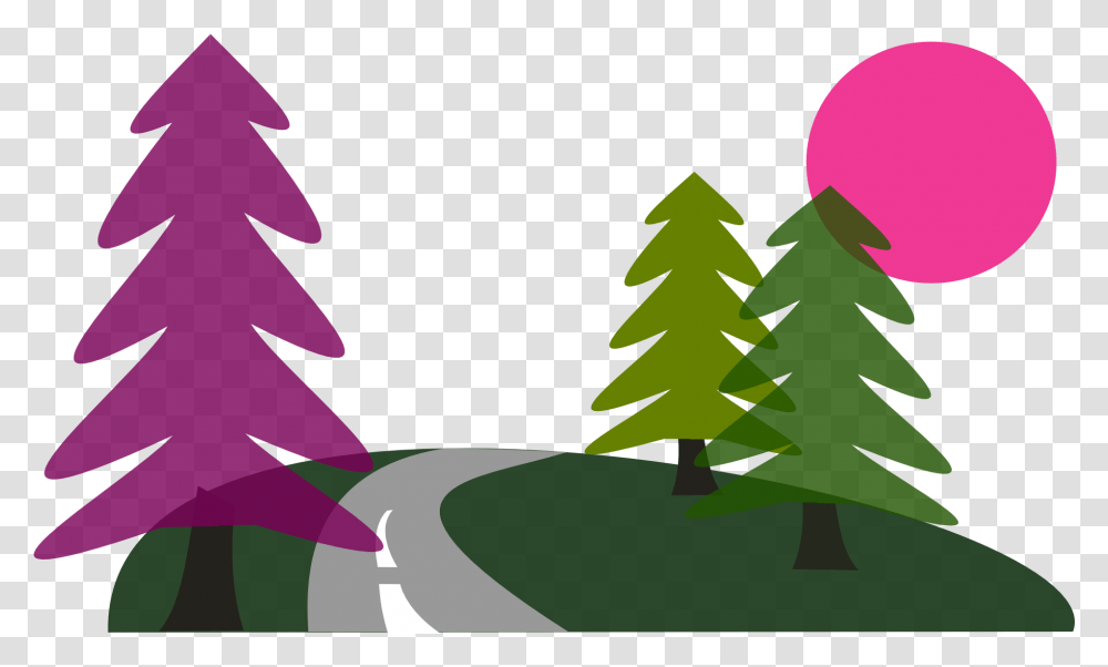 Sun Above Trees And Road Illustration Free Image Tree And Path Vector Art Free, Plant, Ornament, Christmas Tree, Graphics Transparent Png