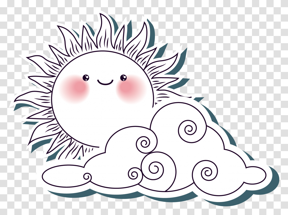 Sun And Clouds Clipart Clouds With Sun Drawing, Animal, Sea Life, Mammal Transparent Png