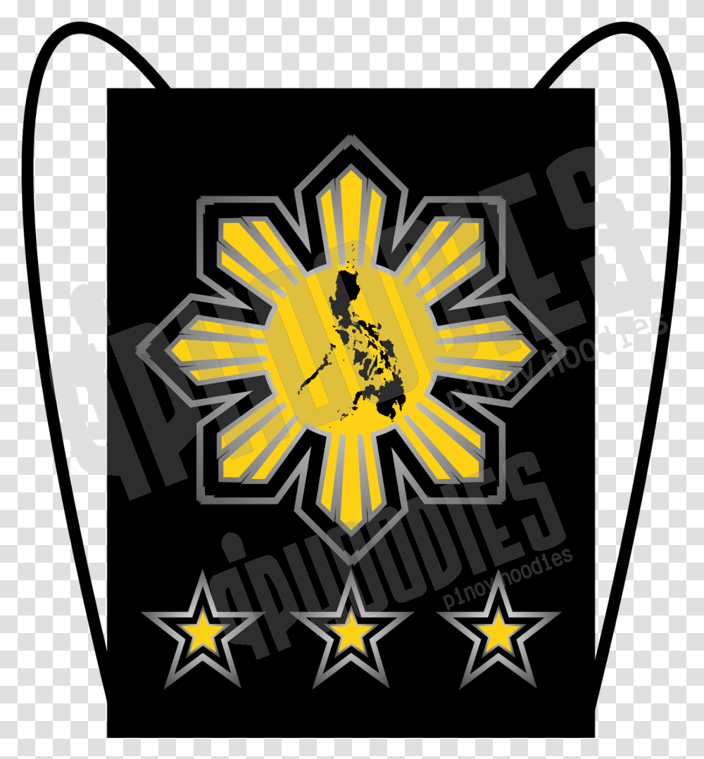 Sun And Three Stars Anthem Phoodies Bag Philippine Philippine Map, Symbol, Emblem, Text, Star Symbol Transparent Png