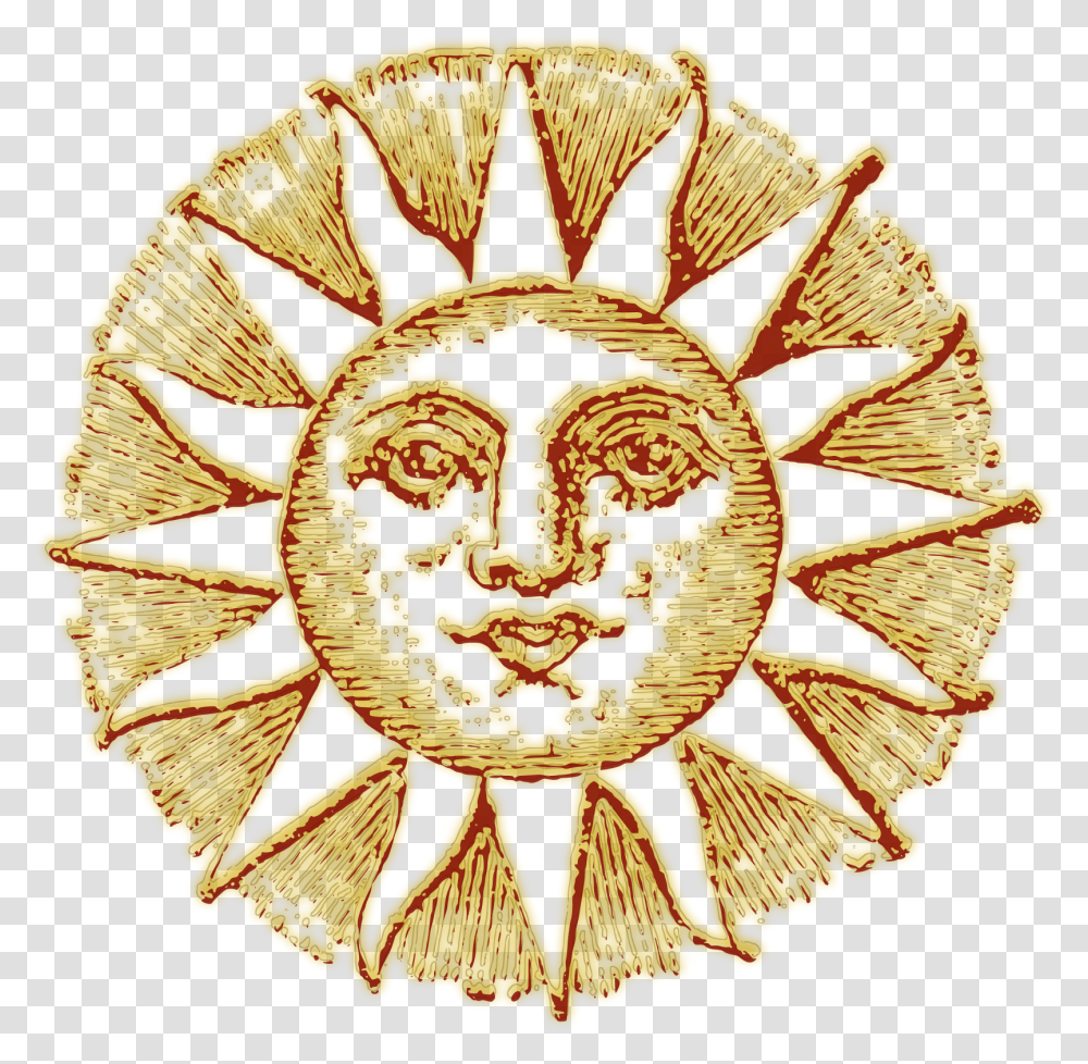 Sun Art This Free Icons Design Of Vintage Old Sun Drawing, Logo, Trademark, Rug Transparent Png