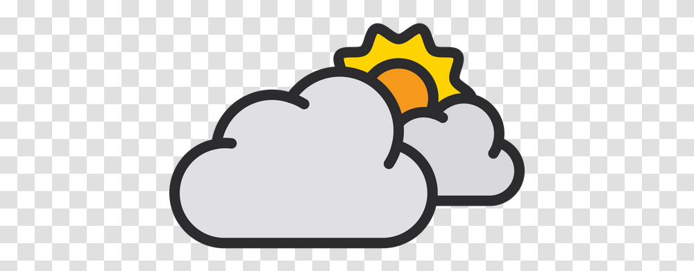 Sun Behind Cloud Icon Of Colored Outline Style Available Sun Behind Cloud Icon, Text, Label, Fire, Batman Logo Transparent Png