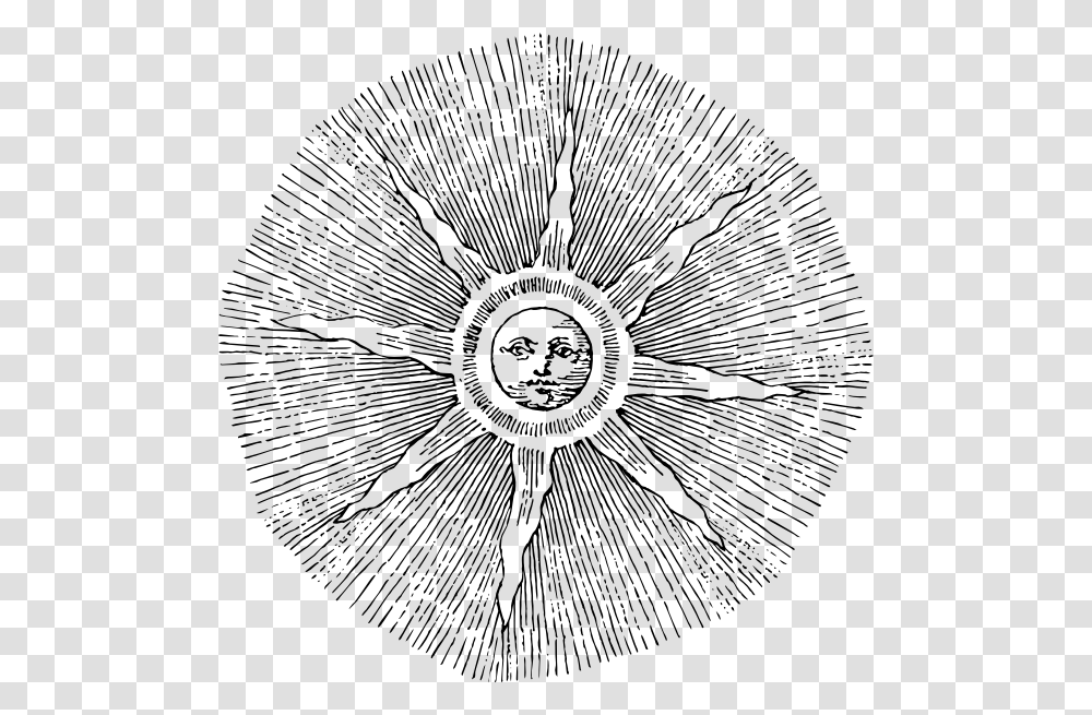 Sun Black And White Illustration, Plant, Drawing, Face Transparent Png