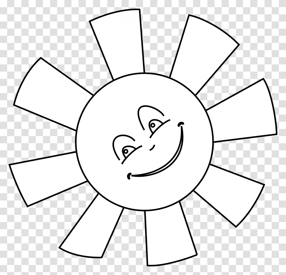 Sun Face Clip Art Black And White Line Art, Logo, Trademark, Cross Transparent Png