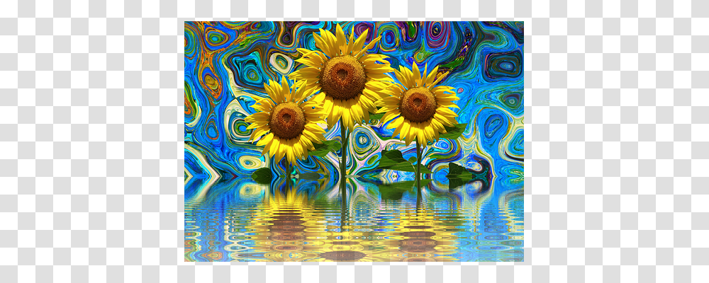 Sun Flower Nature, Plant, Interior Design, Painting Transparent Png