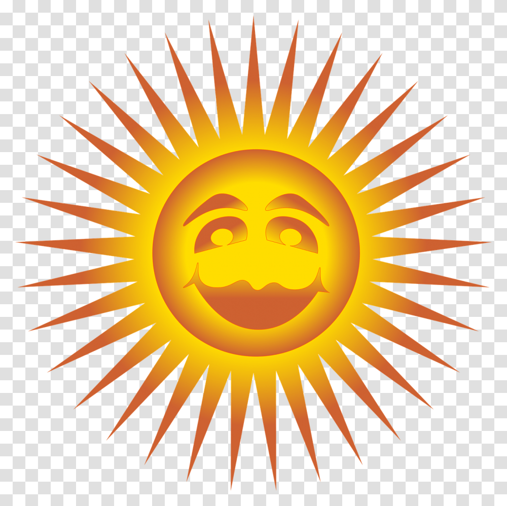 Sun Happy Face Smile Smiley Hot Solar Round Vector Graphics, Outdoors, Nature, Sky Transparent Png
