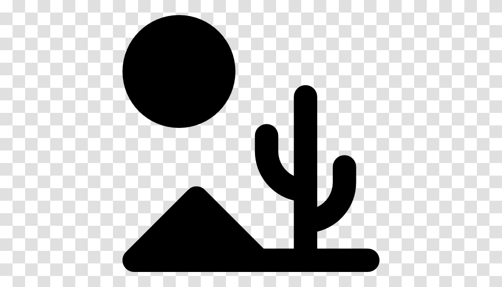Sun Landscape Desert Cactus Nature Icon, Stencil, Silhouette, Hook Transparent Png