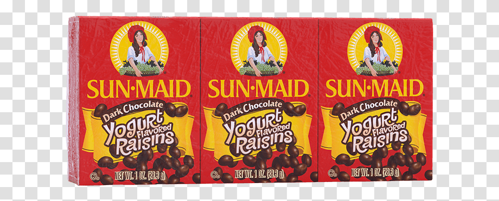 Sun Maid Dark Chocolate Yogurt Flavored Raisins 1 Oz Sun Maid Yogurt Raisins, Advertisement, Person, Human, Flyer Transparent Png