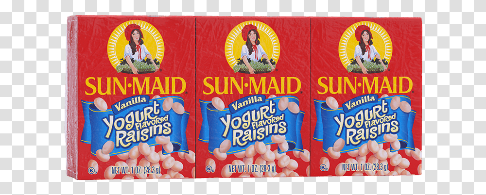 Sun Maid Vanilla Yogurt Flavored Raisins 1 Oz Sun Maid Yogurt Raisins, Person, Advertisement, Flyer, Poster Transparent Png