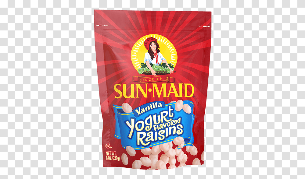 Sun Maid Vanilla Yogurt Flavored Raisins 8 Oz Sun Maid Raisin Girl, Person, Human, Flyer, Poster Transparent Png