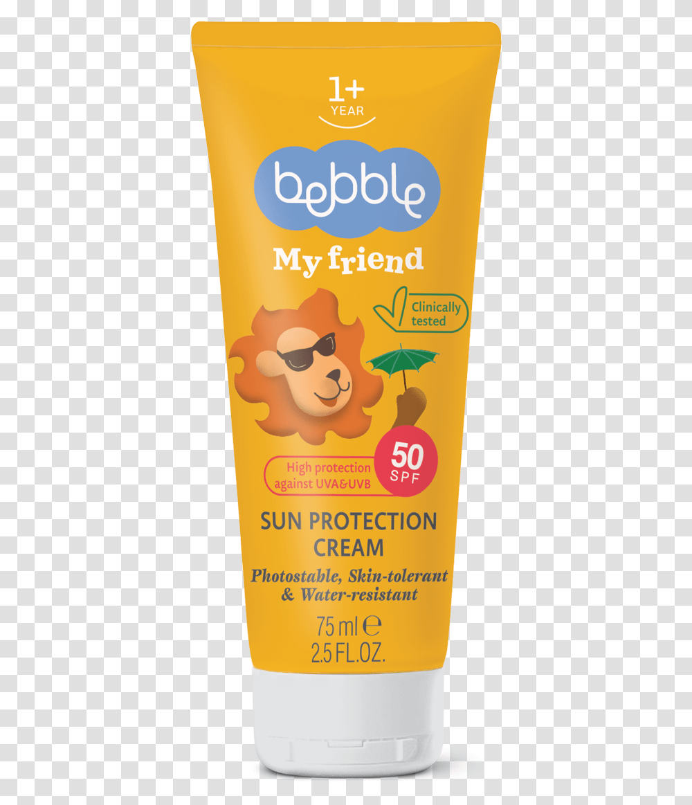 Sun Protection Cream Spf50 Bebble My Friend Spf 50 1, Sunscreen, Cosmetics, Bottle, Shampoo Transparent Png