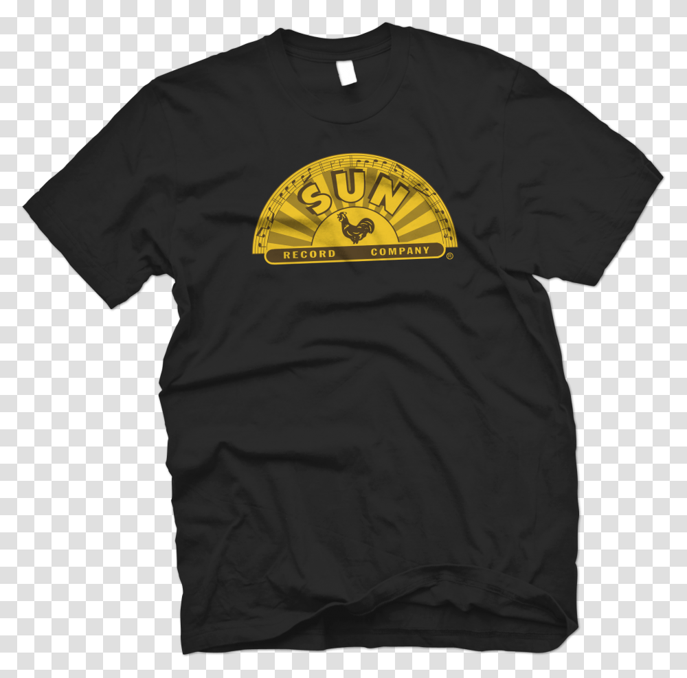 Sun Records Offically Licensed Half Sun Crest Tee Black Charlie Feathers T Shirt, Apparel, T-Shirt, Sleeve Transparent Png