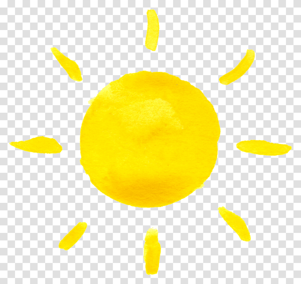 Sun Sun Images Sun Watercolor Clipart, Tennis Ball, Plant, Food, Produce Transparent Png