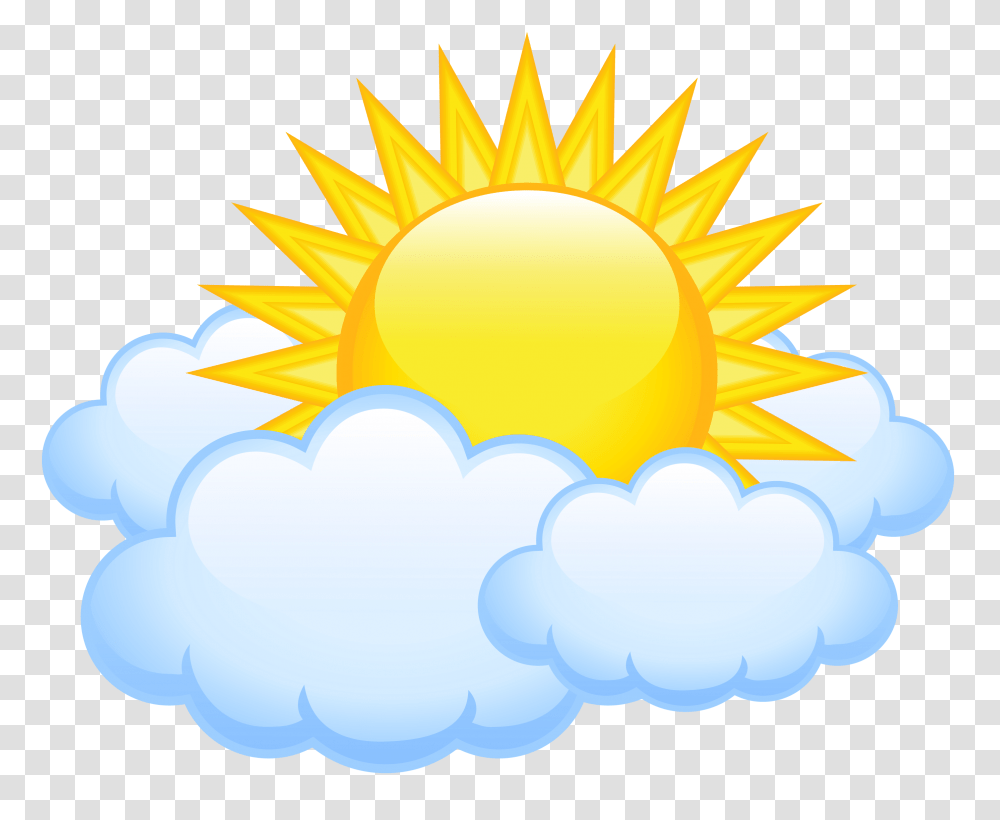 Sun With Clouds Picture Sun And Clouds Clipart, Nature, Outdoors, Sky, Sunlight Transparent Png