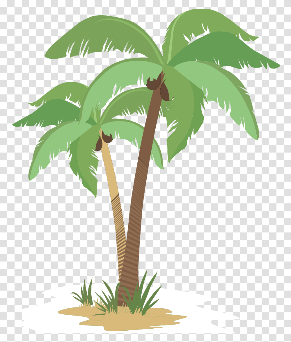 Sun With Coconut Trees Shape Coconut Tree Cartoon, Plant, Palm Tree, Arecaceae Transparent Png
