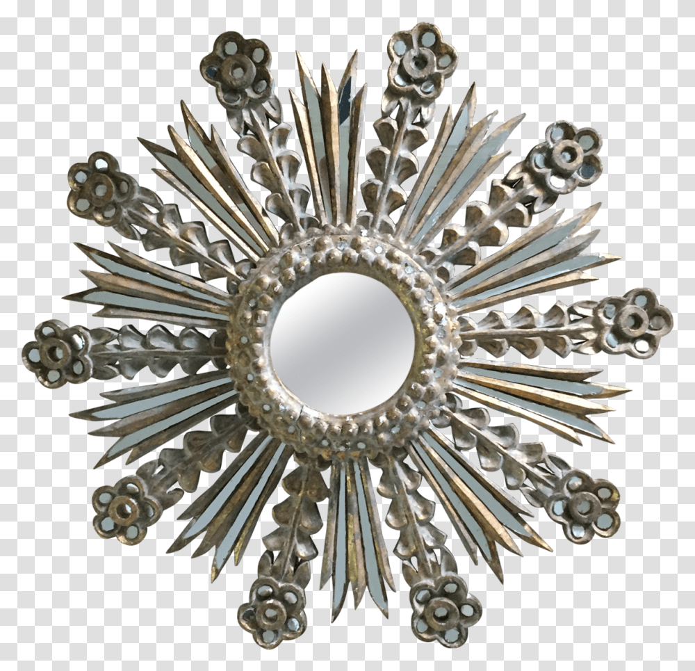 Sunburst Silver Mirror, Chandelier, Lamp, Jewelry, Accessories Transparent Png