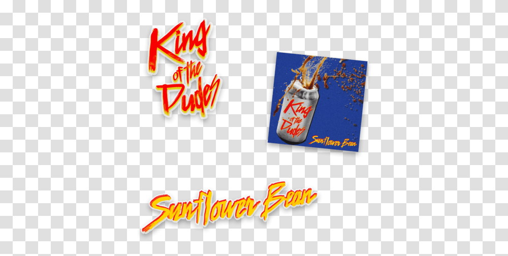 Sunflower Bean King Of The Dudes Sticker Pack Graphic Design, Text, Beverage, Alphabet, Label Transparent Png