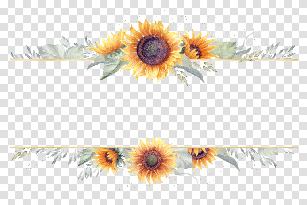 Sunflower Border Sunflower Border Clipart, Graphics, Plant, Blossom, Pattern Transparent Png