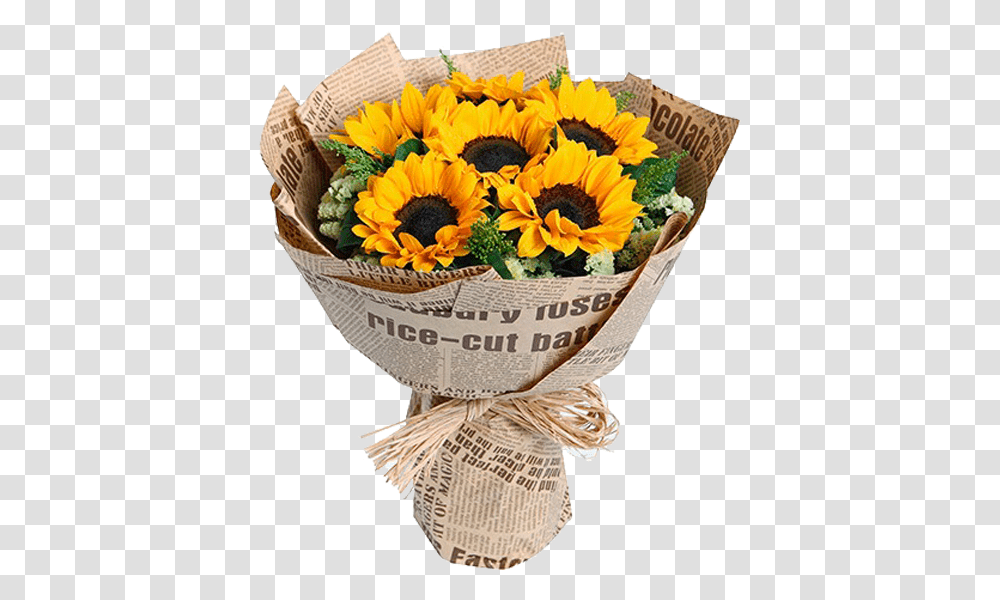 Sunflower Bouquet 01 Bouquet Of Flowers Sunflower, Plant, Blossom, Flower Arrangement, Birthday Cake Transparent Png