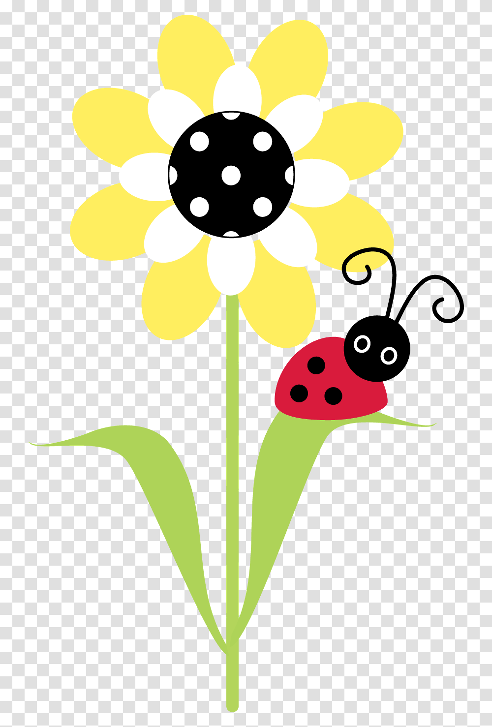 Sunflower Clipart Ladybug, Floral Design, Pattern, Plant Transparent Png