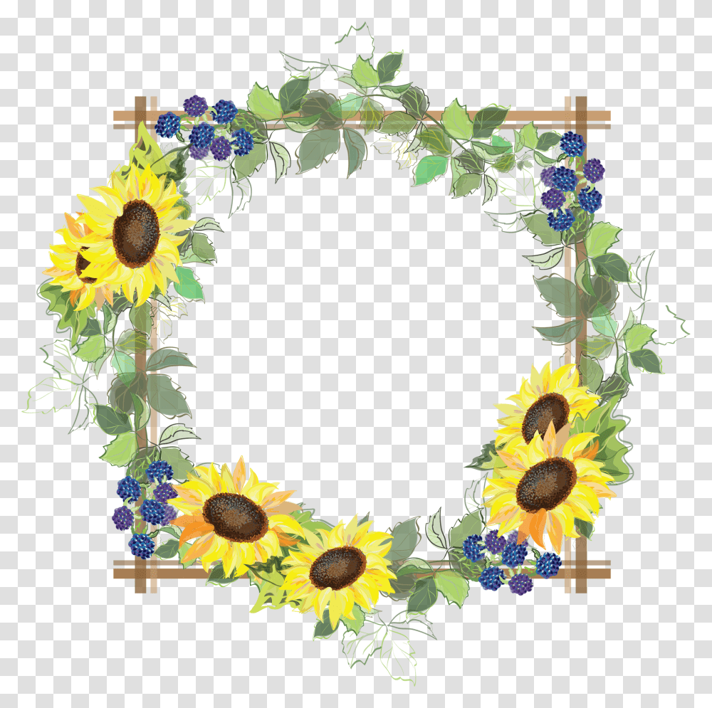 Sunflower Frame Background, Plant, Blossom Transparent Png