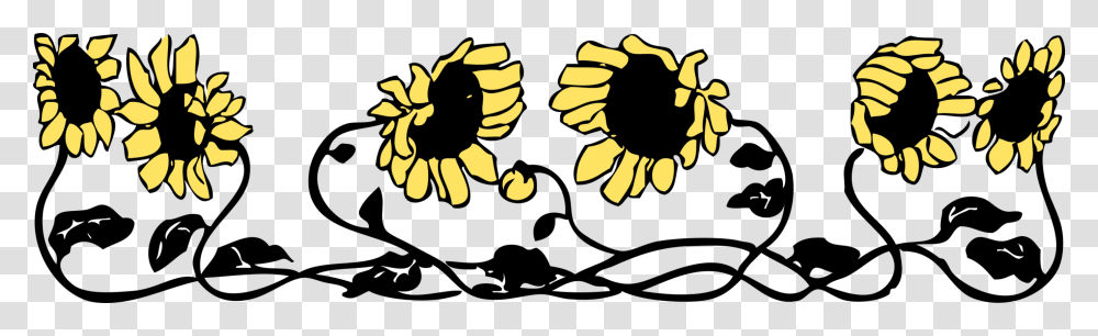 Sunflower Frame Border Black And White Cliparts, Food, Silhouette, Plant Transparent Png