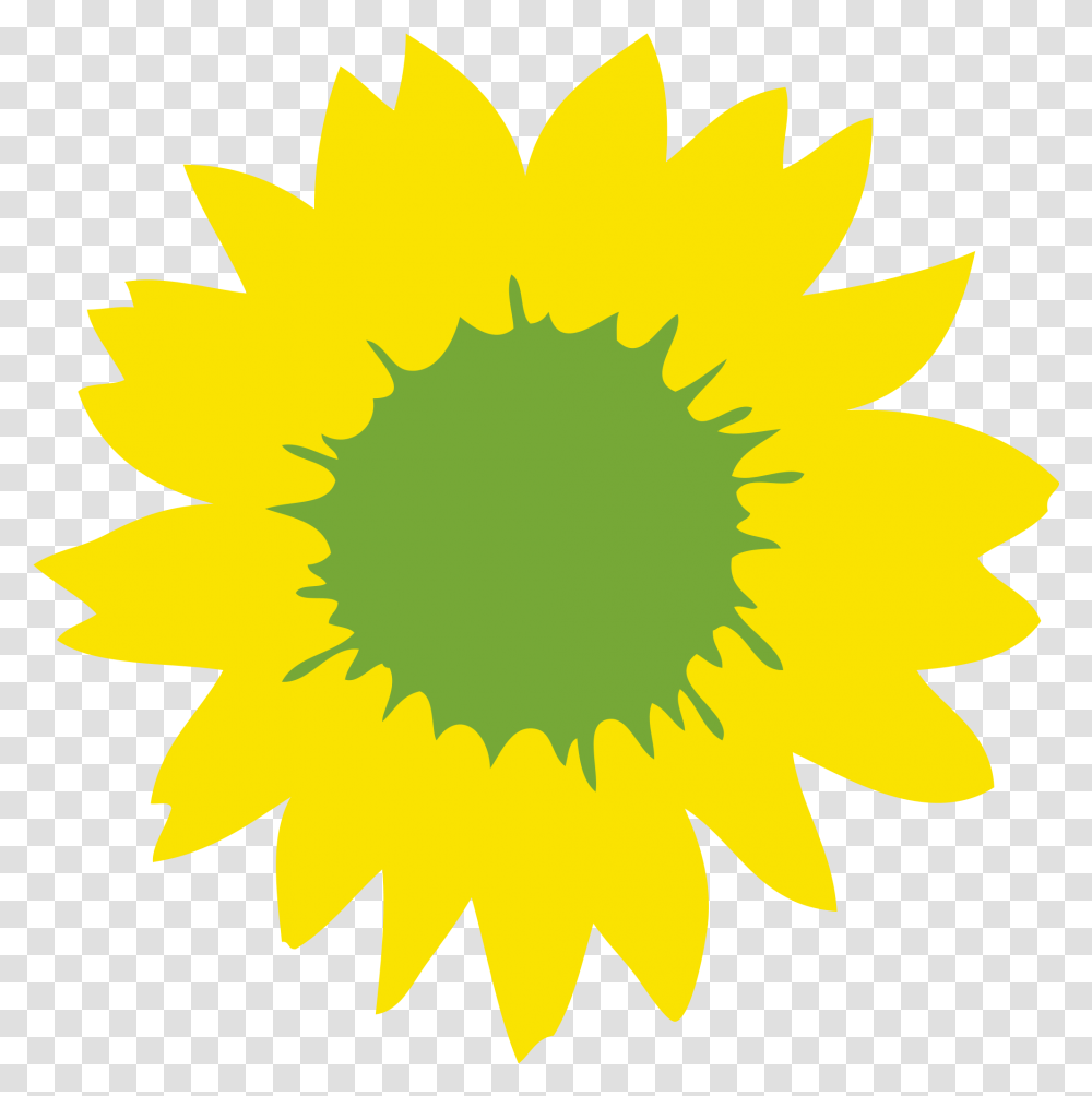 Sunflower Logo Picture Green Politics Symbol, Plant, Blossom, Light, Outdoors Transparent Png