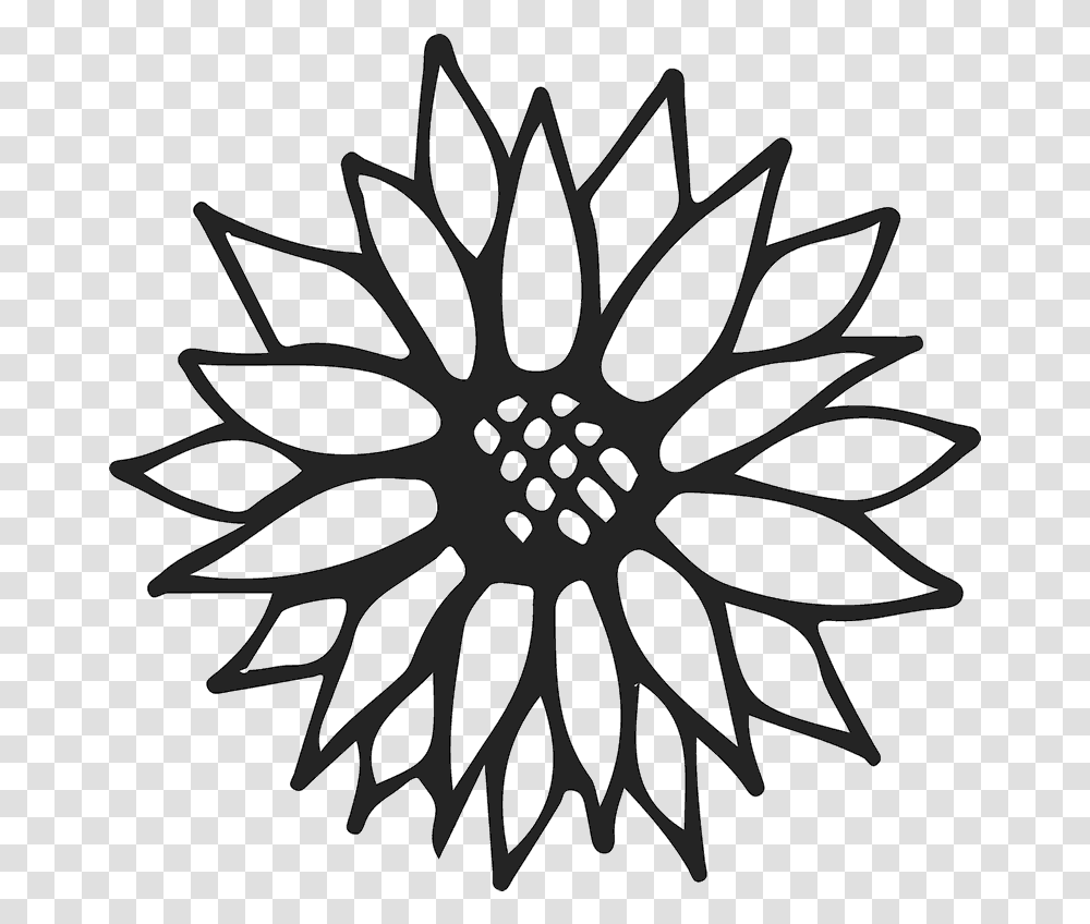 Sunflower Outline Rubber Stamp Vector Drawing Sunflower, Rug, Plant, Blossom, Stencil Transparent Png