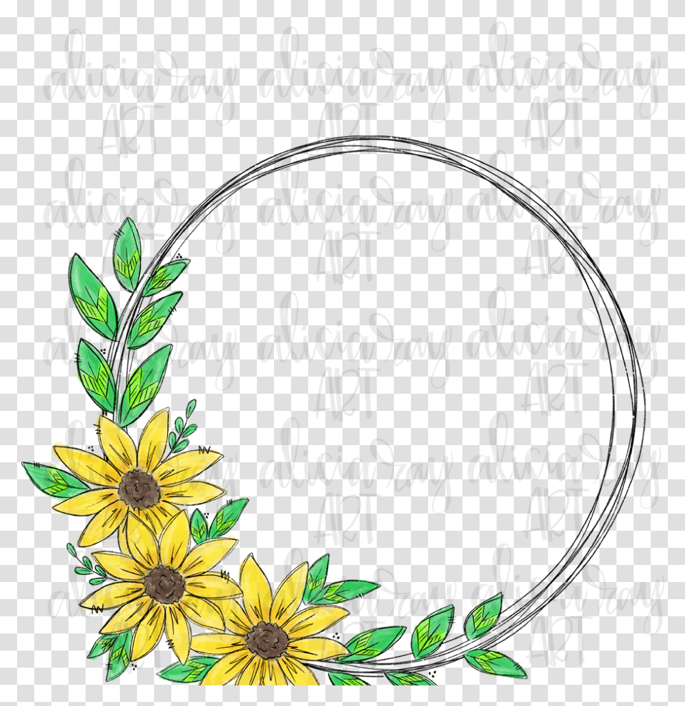 Sunflower Wreath Sublimation Digital Example Image, Plant, Daisy, Aster, Tree Transparent Png