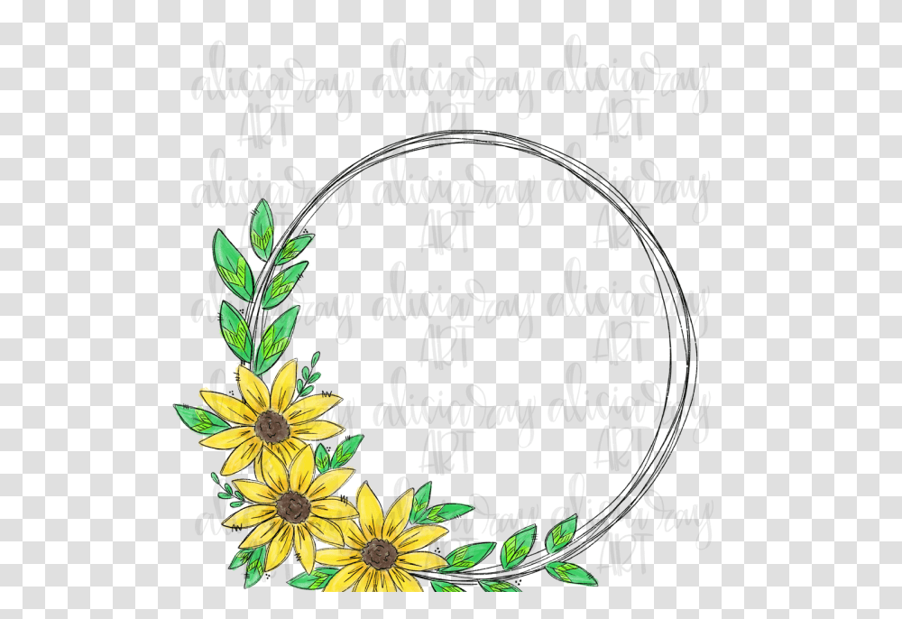 Sunflower Wreath Sublimation Digital Sunflower Wreath, Graphics, Art, Floral Design, Pattern Transparent Png