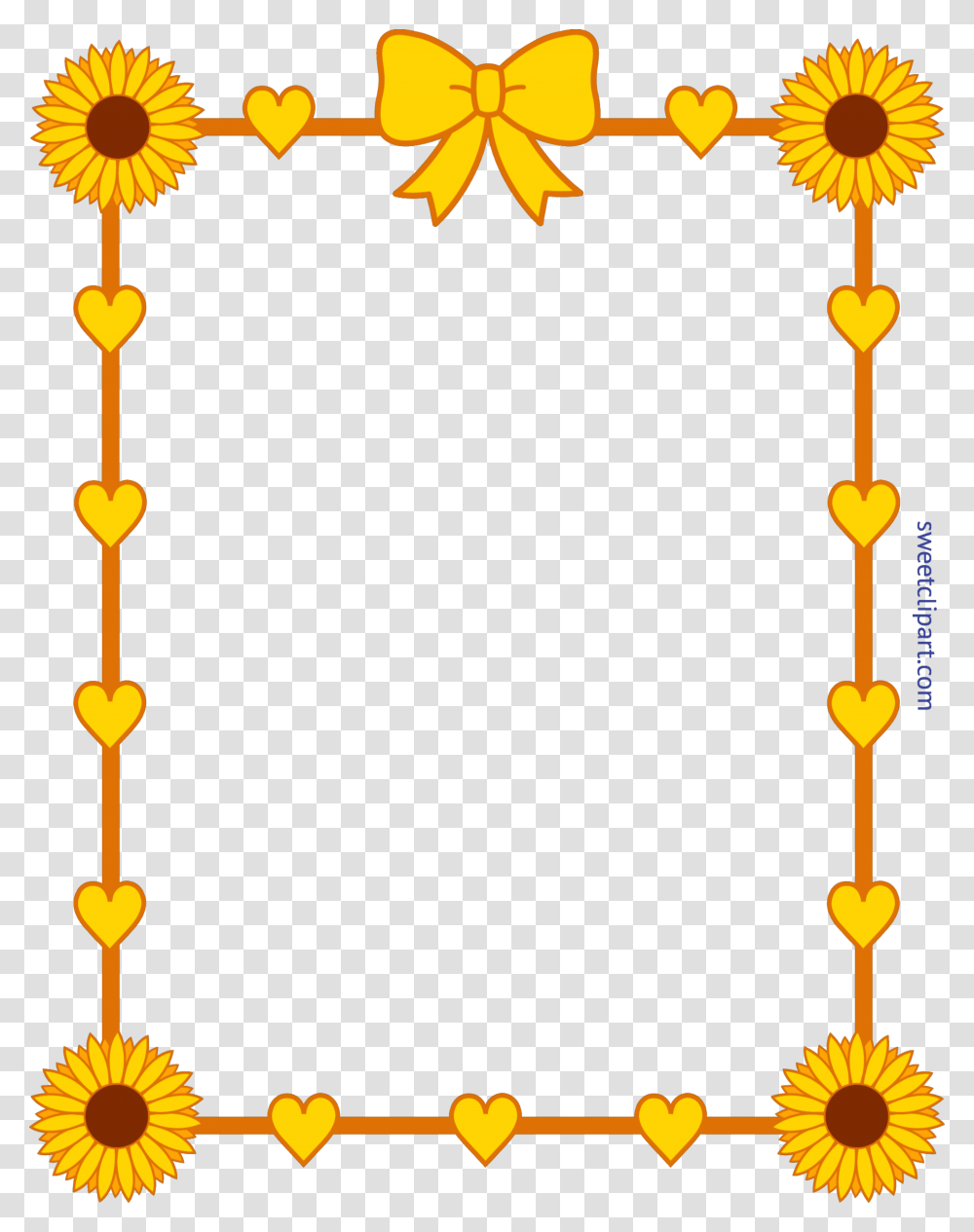 Sunflower Yellow Hearts Frame Border Clip Art, Gold, Apparel Transparent Png