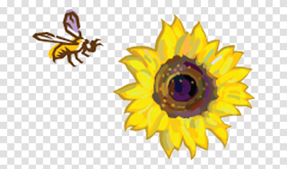 Sunflowers Clipart Bee Sunflowers And A Bee, Plant, Pattern, Fractal, Ornament Transparent Png