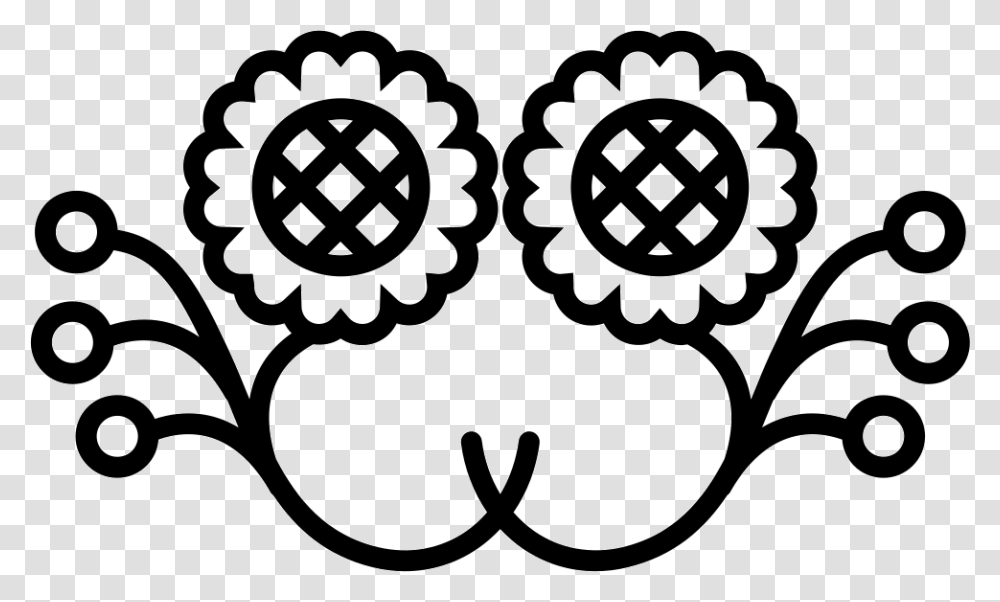 Sunflowers Mirror Effect Design With Flower Buds Horizontal Symmetry, Stencil, Dynamite, Bomb, Weapon Transparent Png