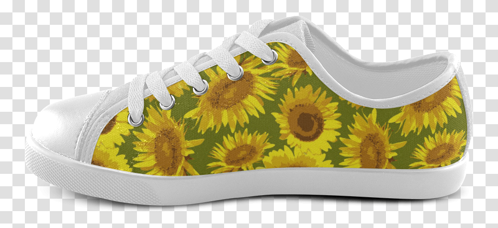 Sunflowers On Green Background Canvas Kid's Shoes, Apparel, Footwear, Sneaker Transparent Png