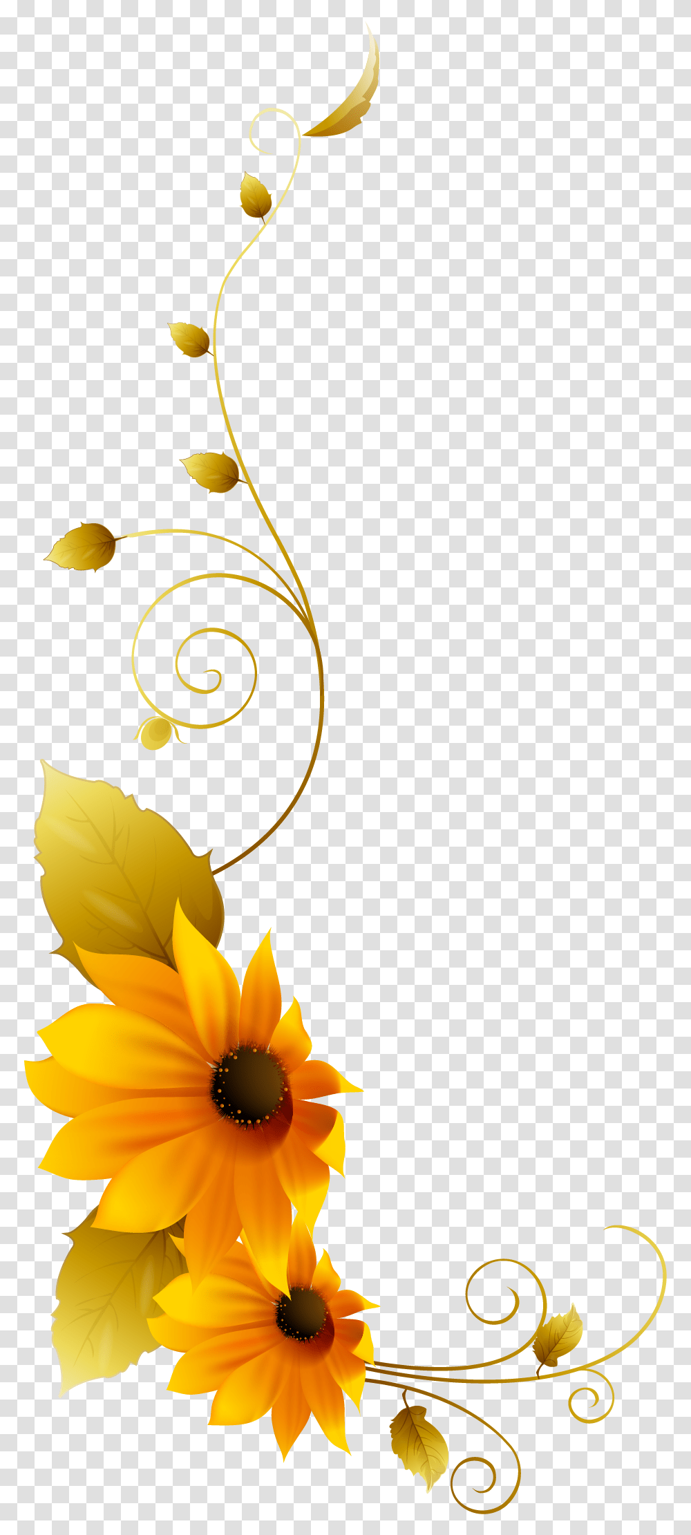 Sunflowers Vine Sunflower Cartoon Yellow Flower Vine Clipart, Graphics, Floral Design, Pattern, Plant Transparent Png