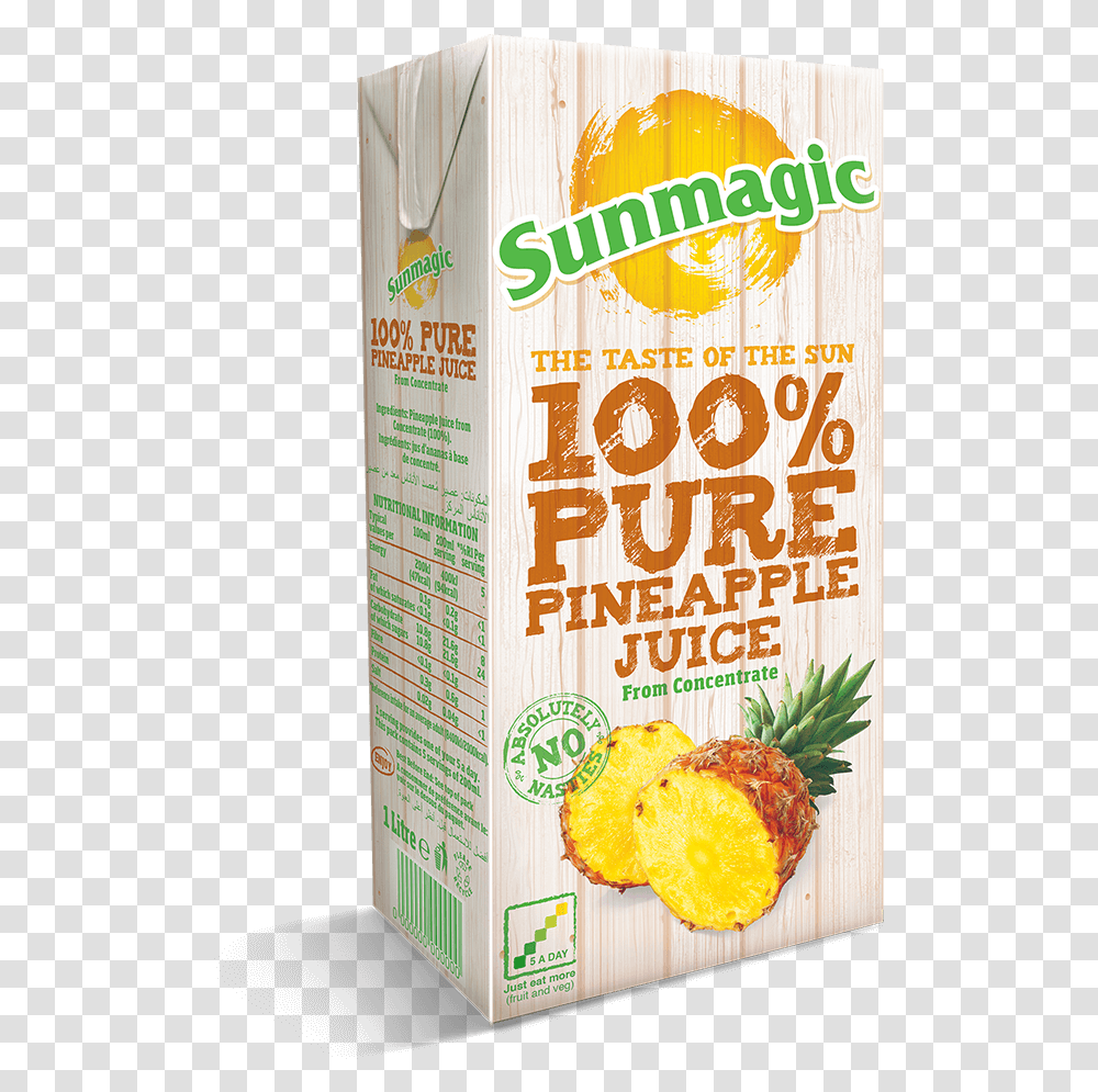 Sunmagic 1l Pure Pineapple Juice Recap Snack, Food, Plant, Beverage, Drink Transparent Png
