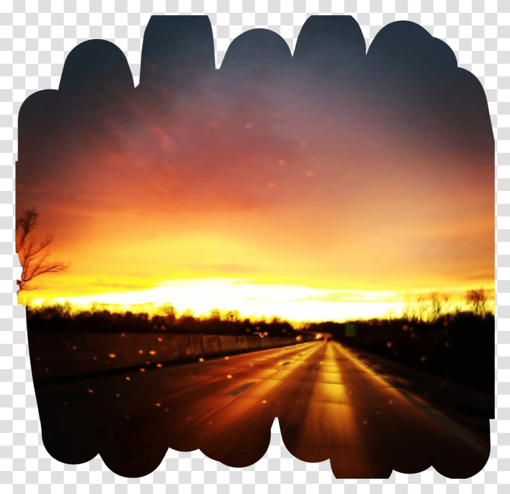 Sunny Sunrise Sun Sunset Road Background Remixit, Nature, Outdoors, Sky, Highway Transparent Png