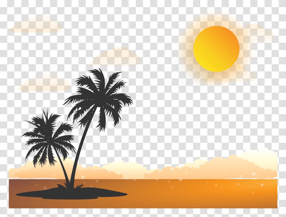 Sunrise Hd Quality Mart Black Coconut Tree Vector, Nature, Outdoors, Graphics, Animal Transparent Png
