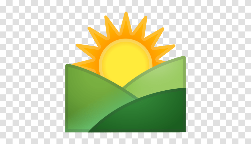 Sunrise Over Mountains Emoji, Outdoors, Nature, Sky, Light Transparent Png
