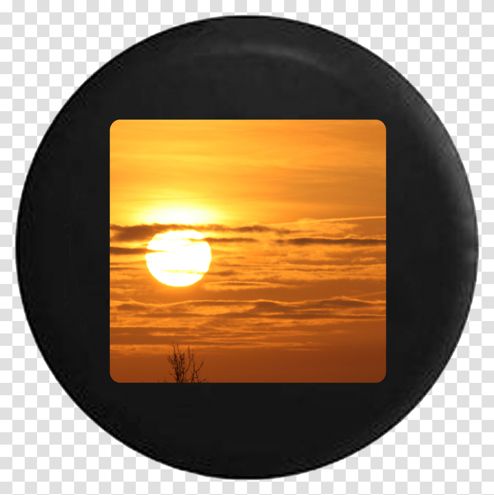 Sunrise Sunset Golden Sky And Clouds Jeep Camper Spare Circle, Outdoors, Nature, Electronics, Disk Transparent Png