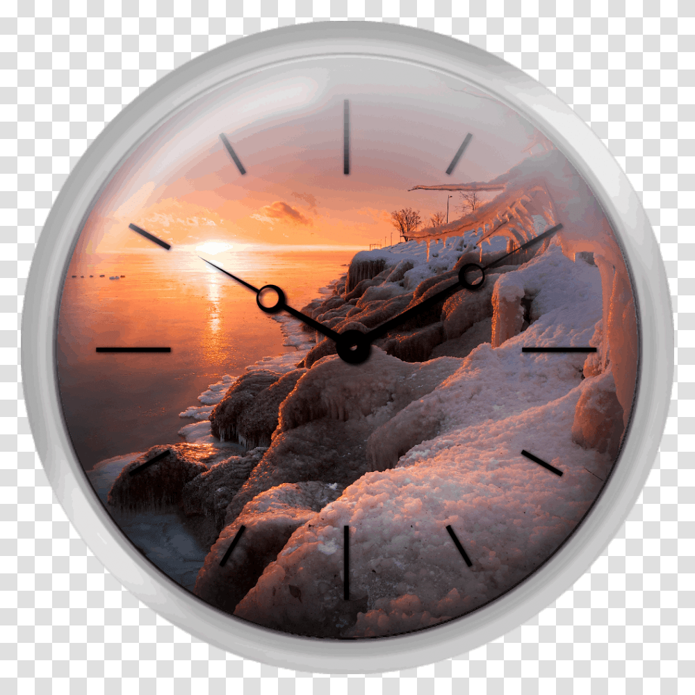Sunrise With Icicles Tapety Wschd Soca Zima, Clock, Analog Clock, Wall Clock Transparent Png