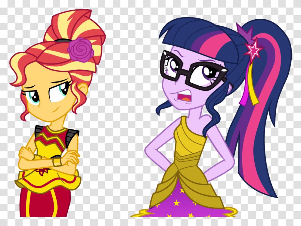 Sunset And Twilight Sparkle By Cloudyglow On Sunset And Twilight Mlp, Person, People Transparent Png