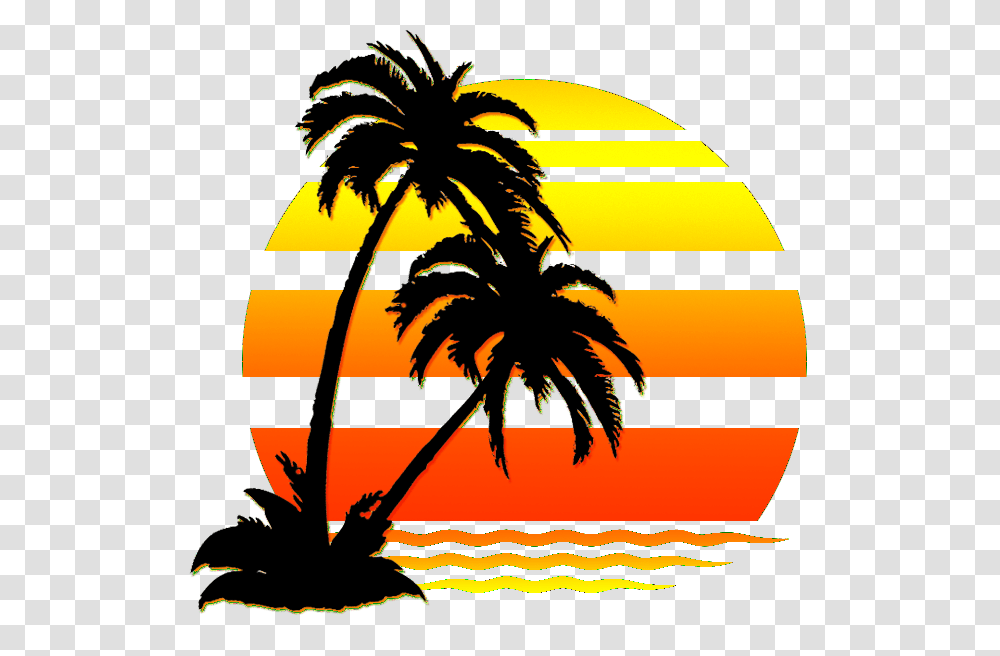 Sunset Clipart Beach Painting Sunset Beach Painting, Palm Tree, Plant, Arecaceae, Tropical Transparent Png