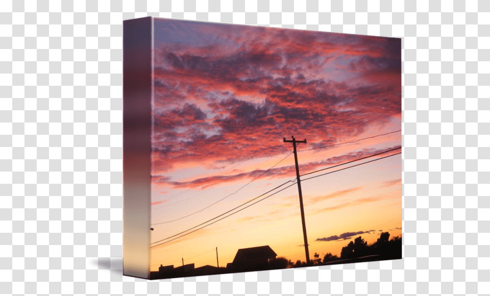 Sunset Clouds With Telephone Pole Sunset Clouds With Telephone Pole, Utility Pole, Outdoors, Nature, Cable Transparent Png