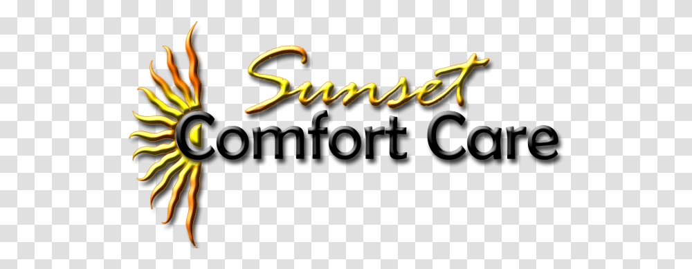 Sunset Comfort Care Graphic Design, Text, Alphabet, Outdoors, Light Transparent Png