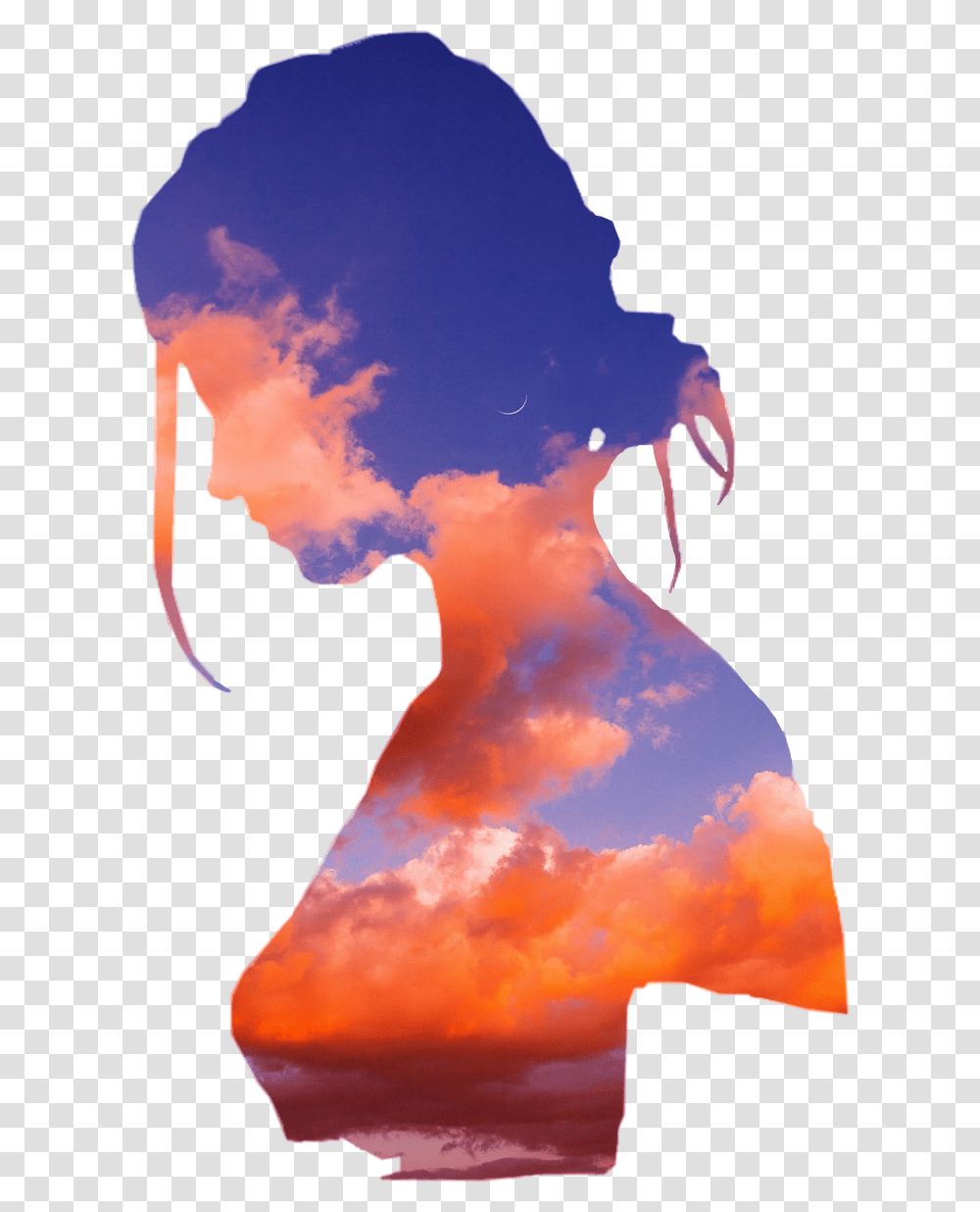 Sunset Girl Cloud Clouds Silhouette Freetoedit Visual Arts, Nature, Outdoors, Sky, Bonfire Transparent Png