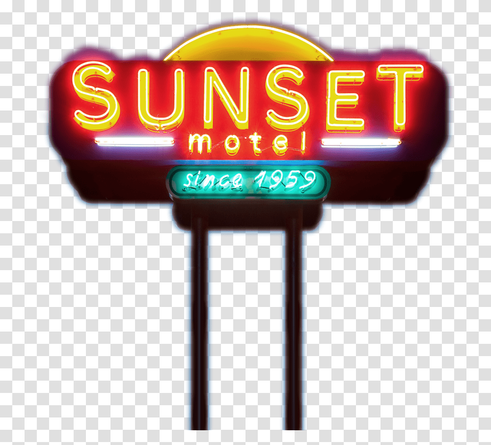 Sunset Motel Moriarty New Mexico, Neon, Light, Gas Pump, Machine Transparent Png
